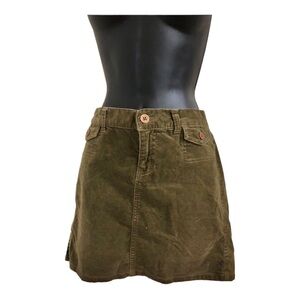 American Rag olive green vintage corduroy look flap pockets mini‎ skirt size 3